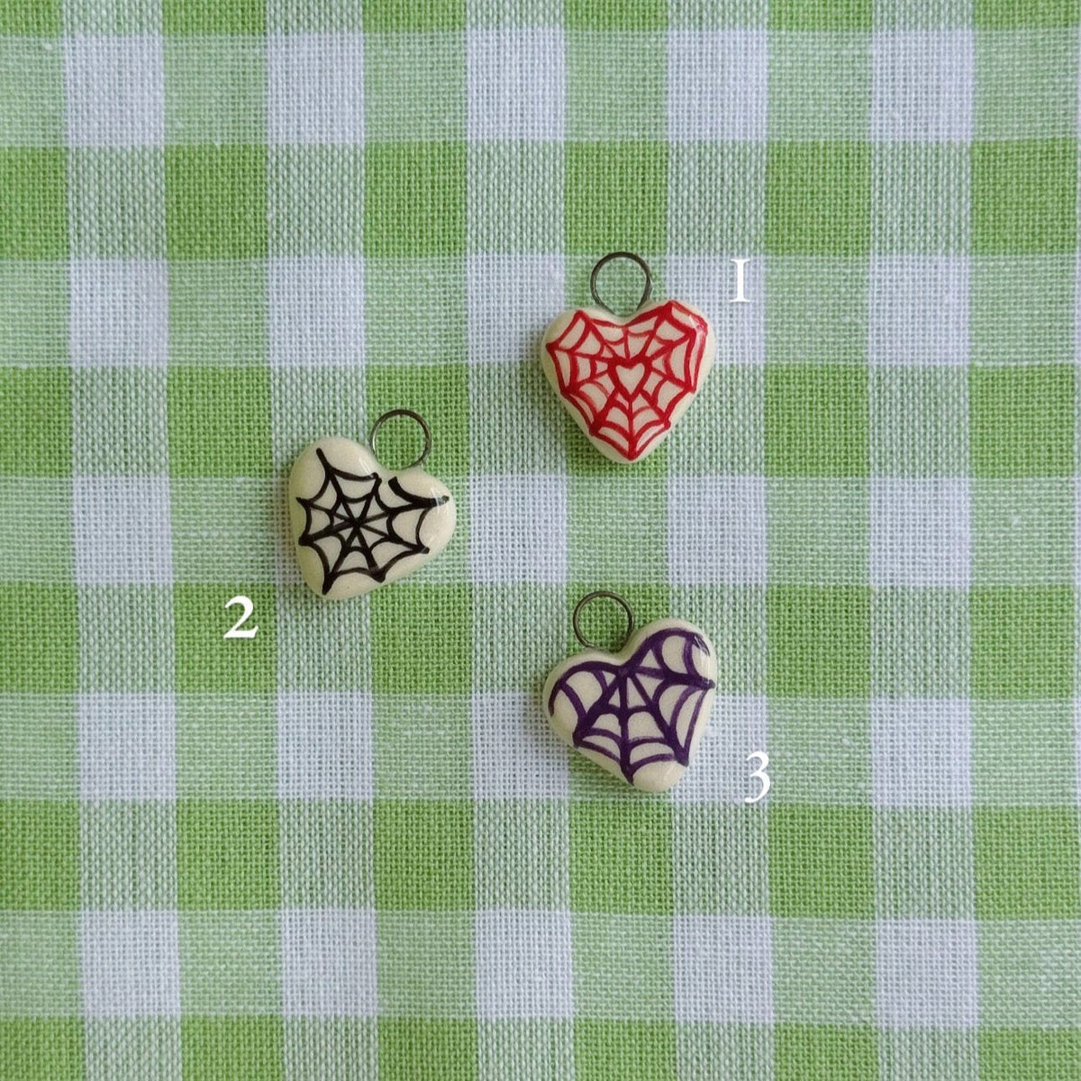 Spiderweb Heart Charm