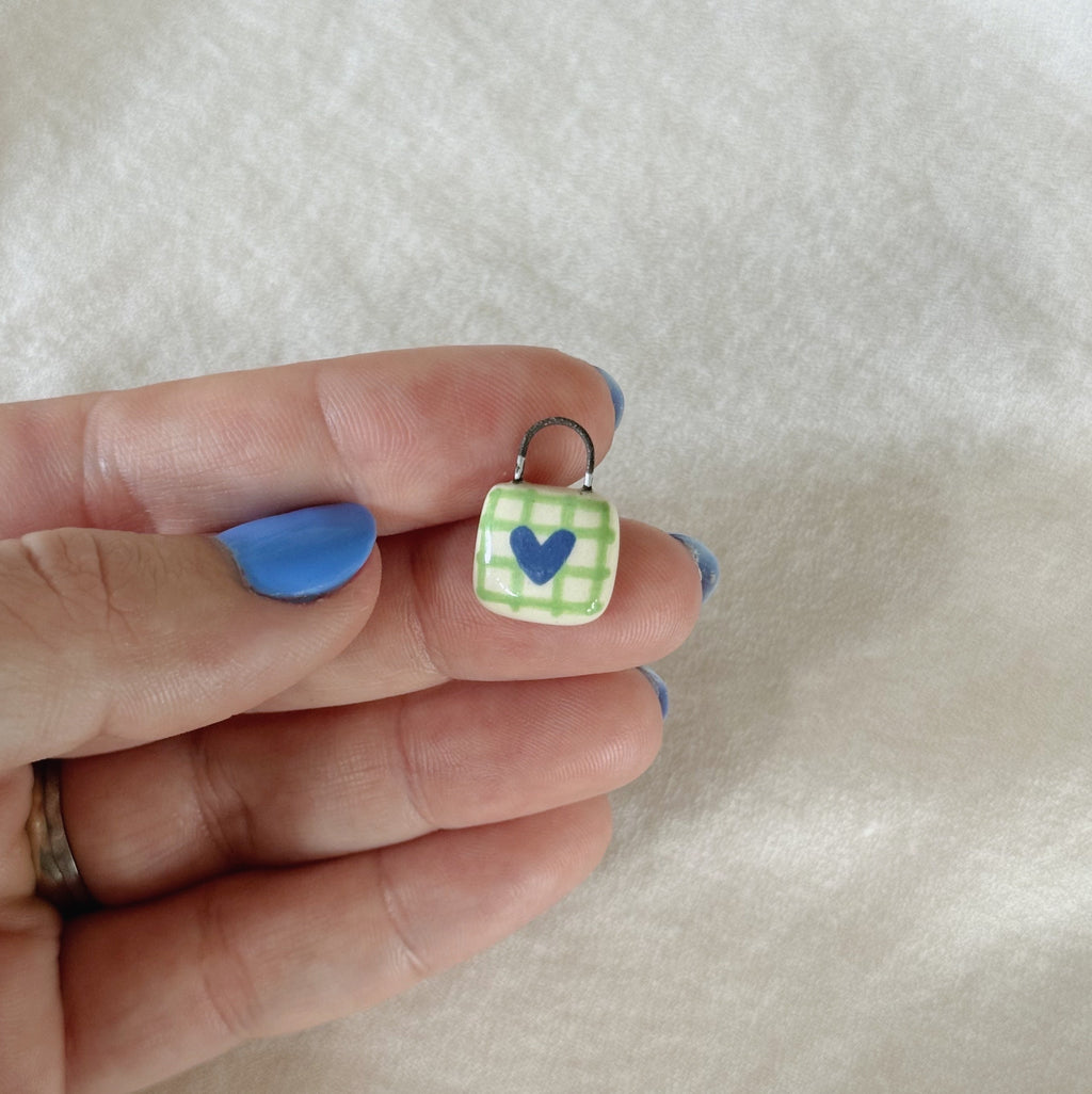 Gingham Heart Charm