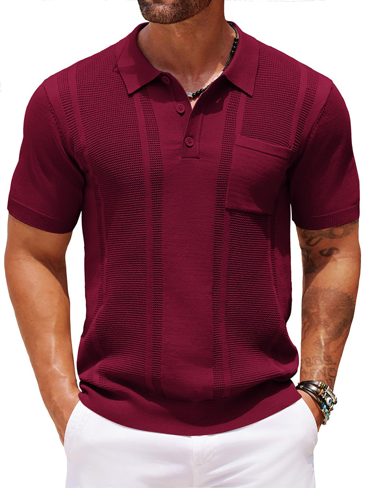 Casual Textured Knit Polo Shirt (US Only)