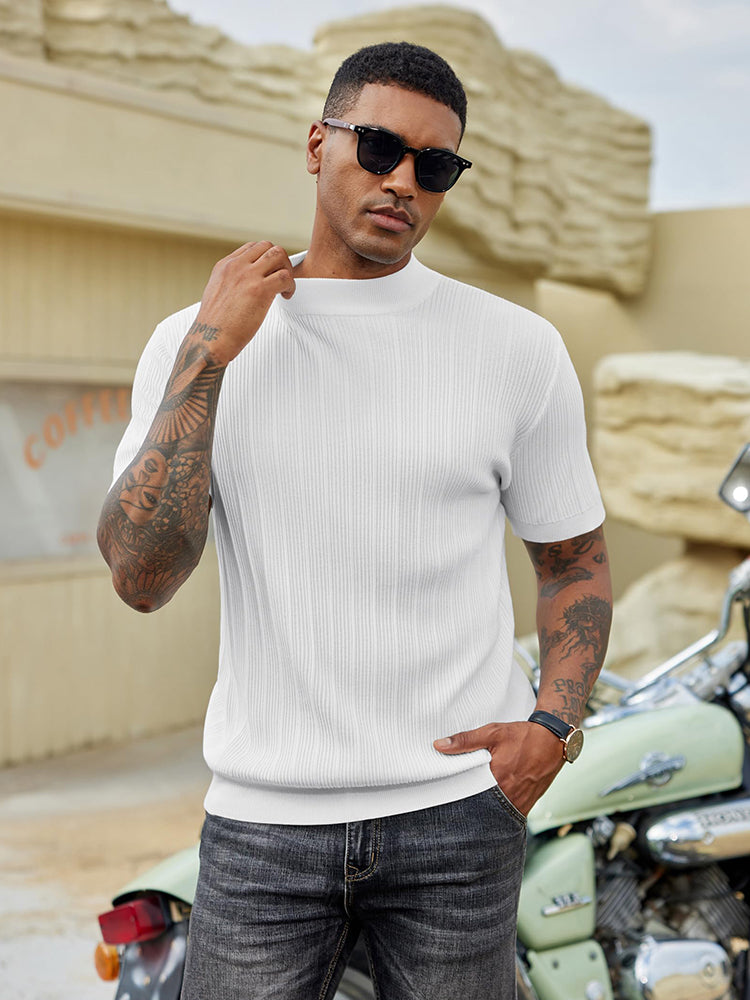 Basic Mock Neck Knit Tee (US Only)