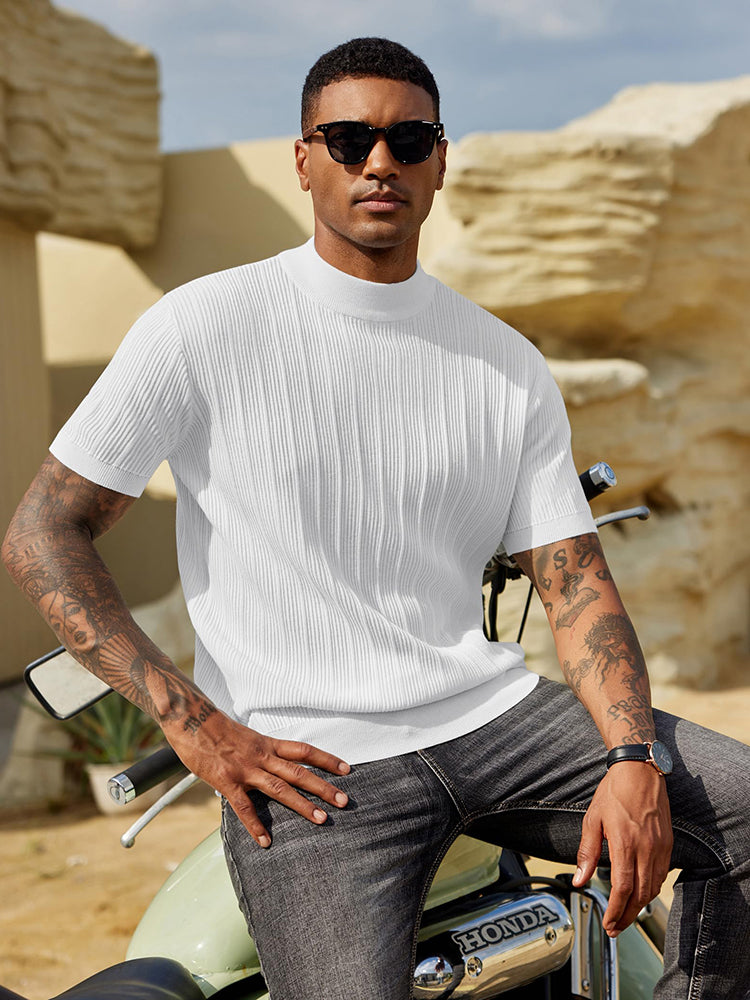 Basic Mock Neck Knit Tee (US Only)