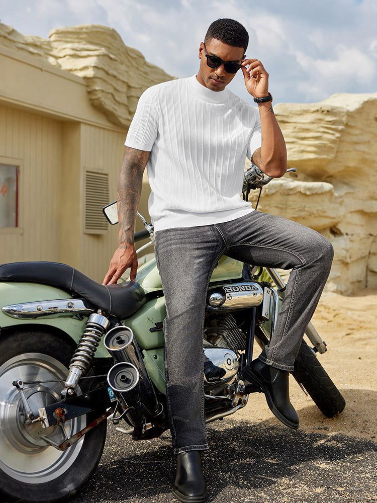 Basic Mock Neck Knit Tee (US Only)
