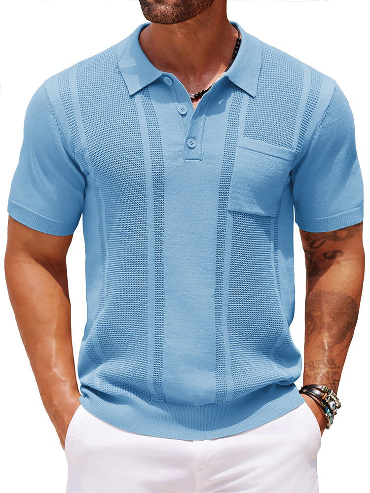 Casual Textured Knit Polo Shirt (US Only)