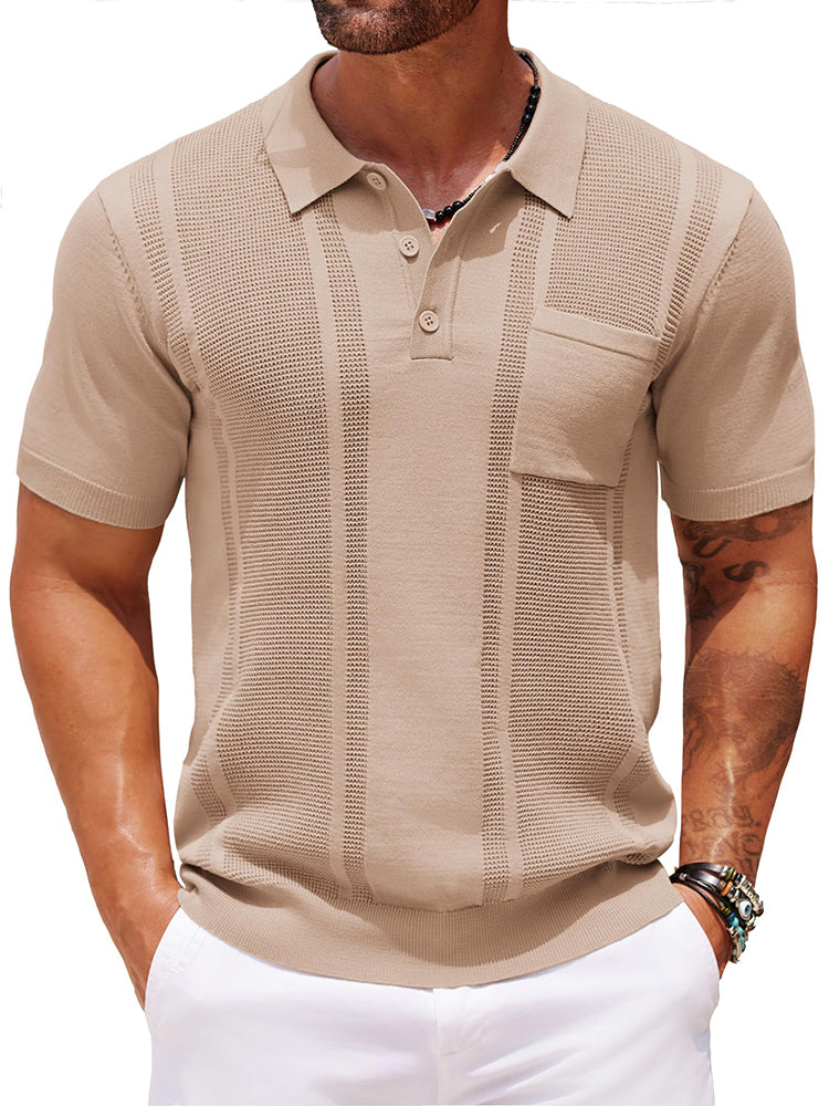 Casual Textured Knit Polo Shirt (US Only)