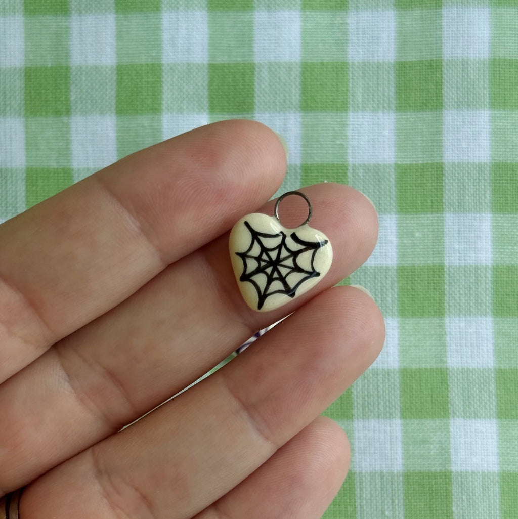 Spiderweb Heart Charm