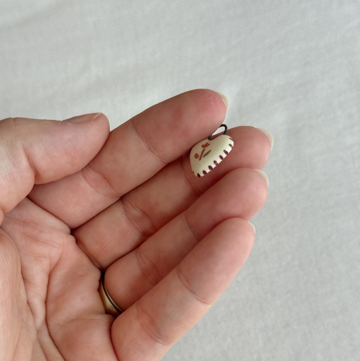Gold Tulip Heart w/ Stripes Ceramic Charm