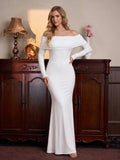 Off Shoulder Cut Out Back Bodycon Maxi Dress