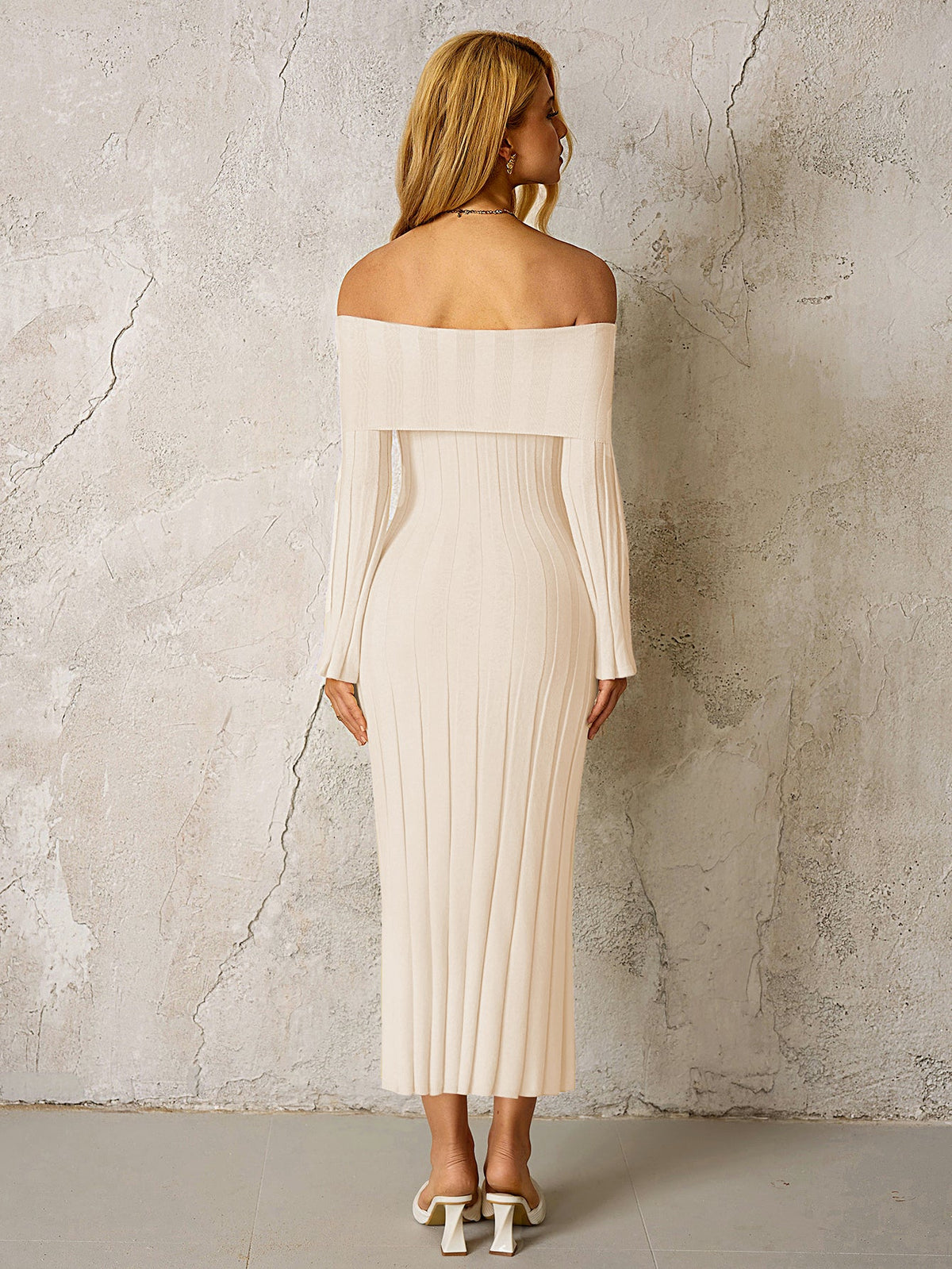 Off Shoulder Knitted Bodycon Dress