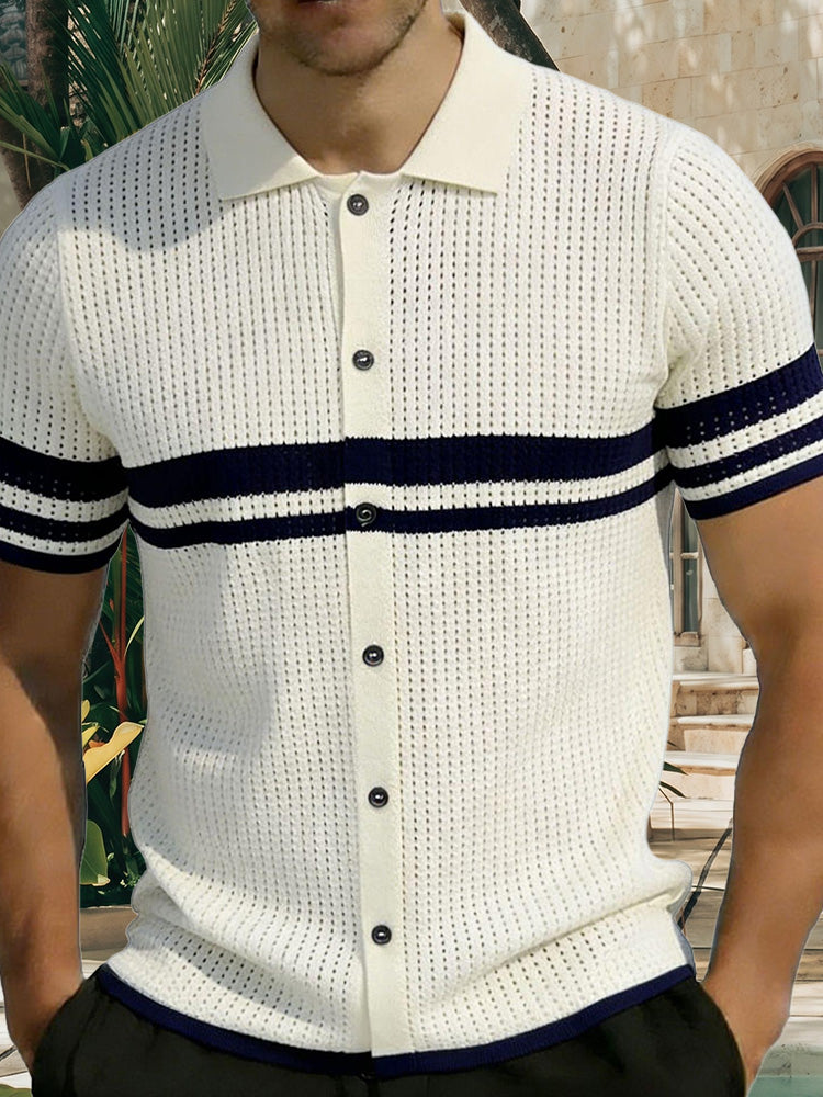 Vintage Resort Stripe Button-Down Short Sleeve