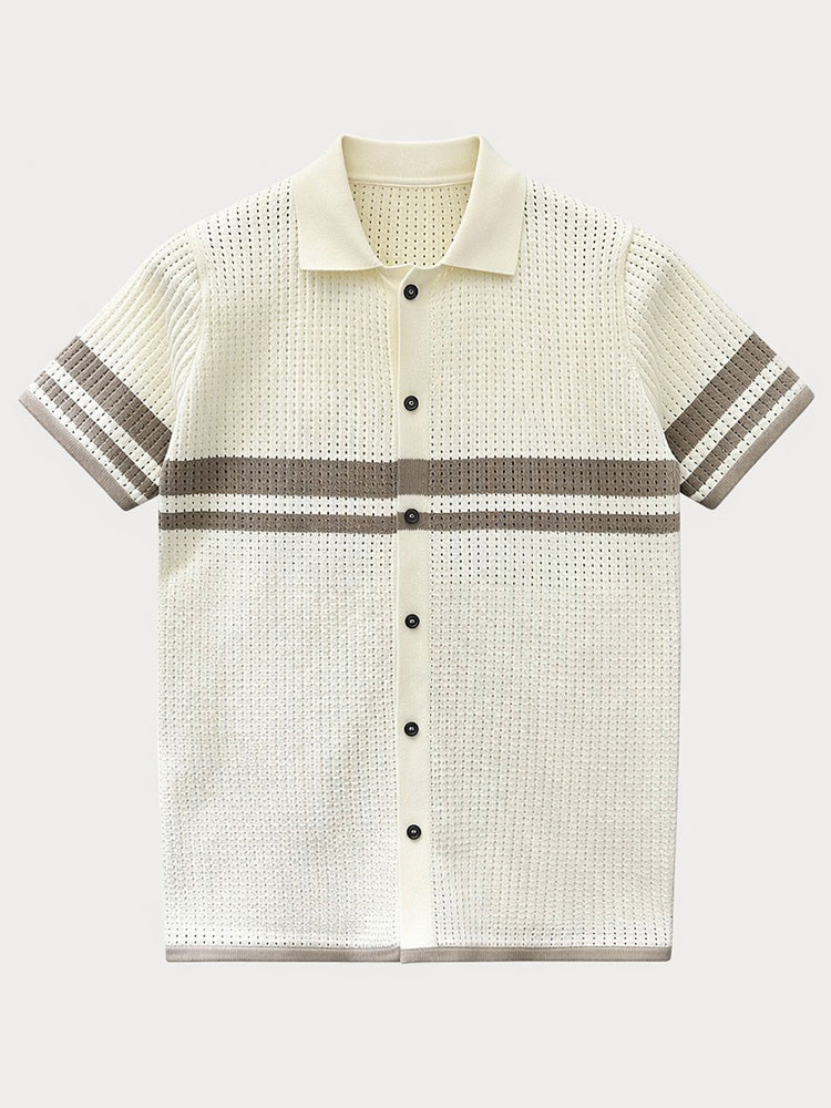 Vintage Resort Stripe Button-Down Short Sleeve
