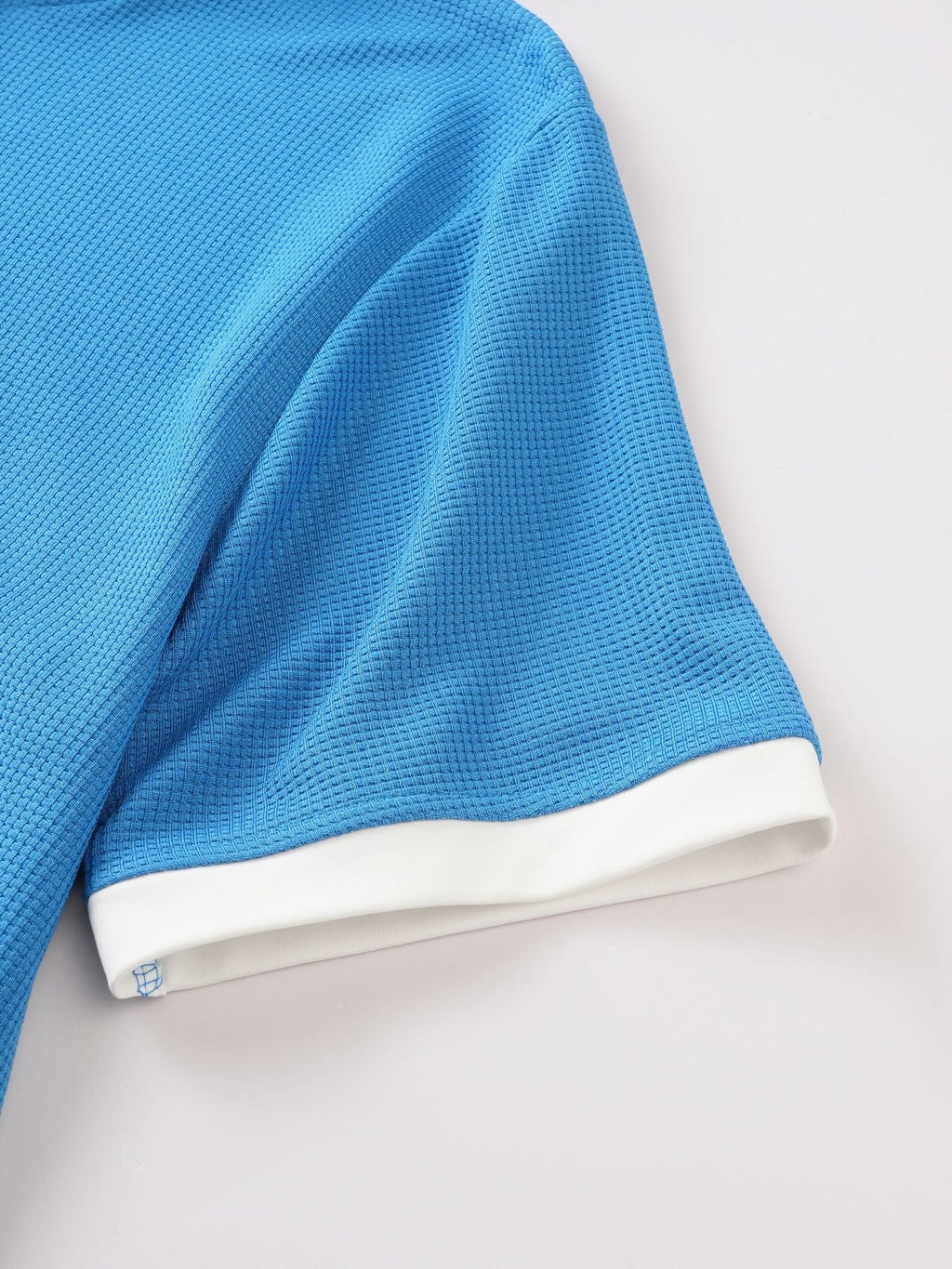 Short Sleeve Contrast Waffle Knit Casual Drawstring Tee