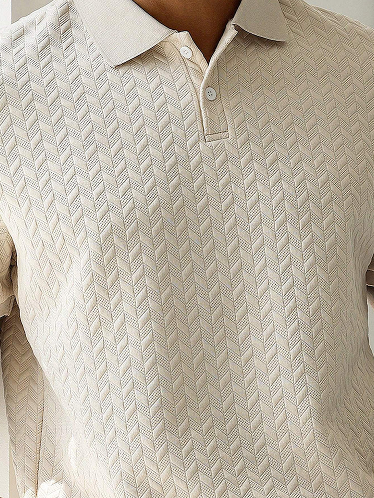 Men's Herringbone Short Sleeve Knit Polo Shirt